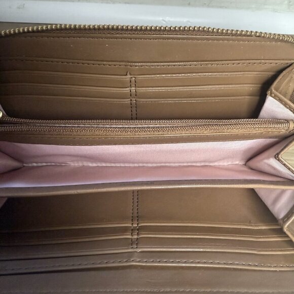 Coach Leather Accordion Long Wallet in Tan / Camel Brown - Picture 3 of 3